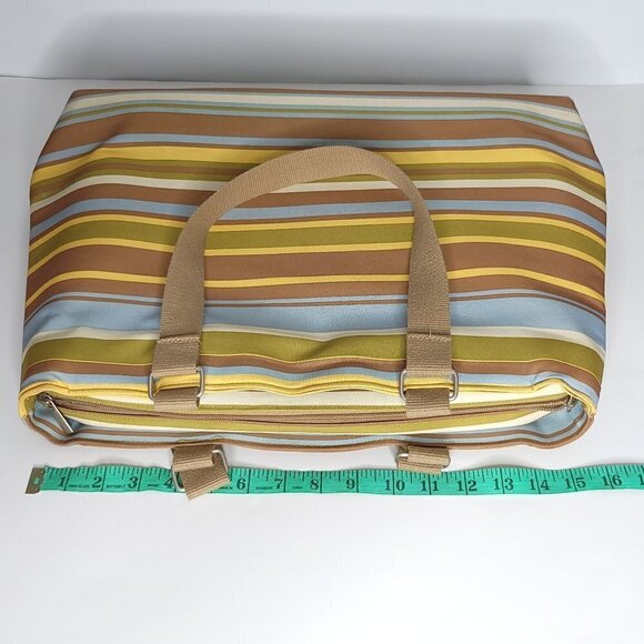 Large Laptop Bag Triple Compartment Multicoloured Neutral Stripes - Picture 14 of 16